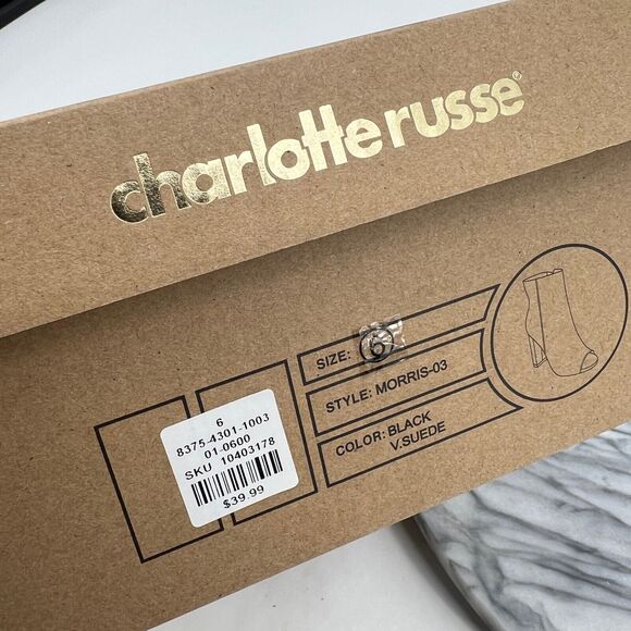 Charlotte Russe Womens 6 Black Morris Bootie Faux Suede Side Zip Ankle Heel Boot - Picture 10 of 12